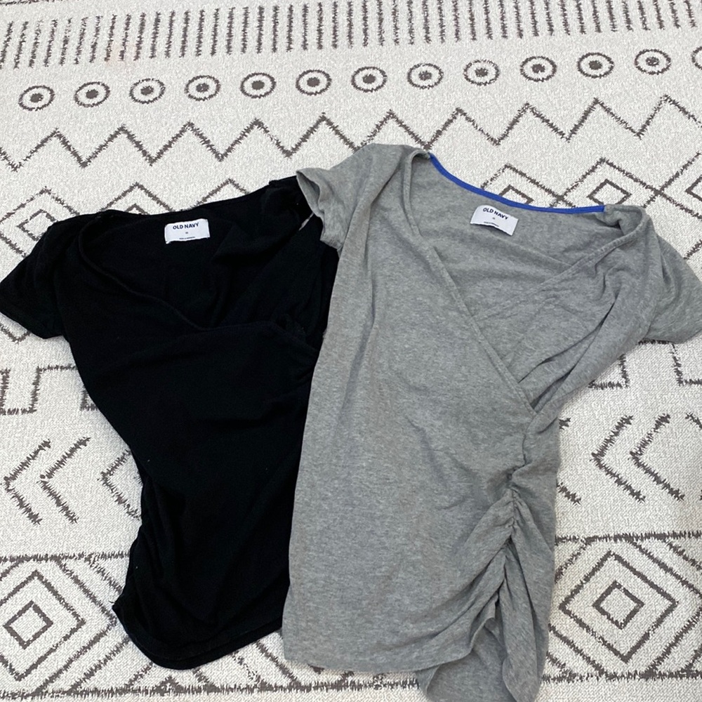 2 old navy, deep v-neck shirts.